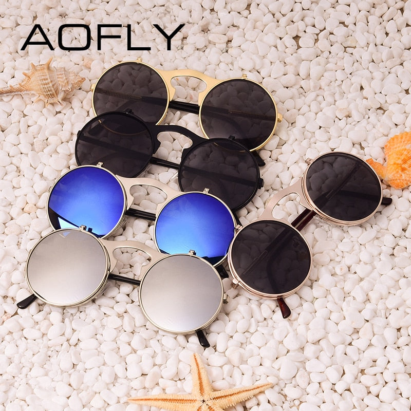 VINTAGE STEAMPUNK Sunglasses round Designer steam punk Metal OCULOS de sol women COATING SUNGLASSES Men Retro CIRCLE SUN GLASSES