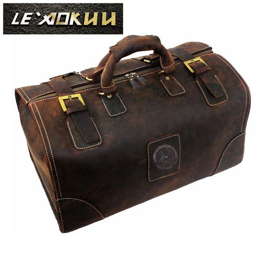 Crazy Horse Leather Male Larger Capacity Retro Design Travel Handbag Duffle Luggage Bag Fashion Travel Suitcase Tote Bag 8151