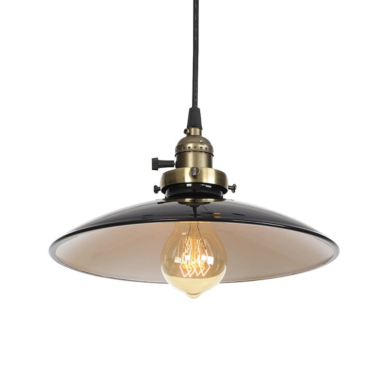 60W Retro Retro Loft Style Edison Vintage Industrial Pendant Light Lamp with White Metal Plate Shade,Luminarias